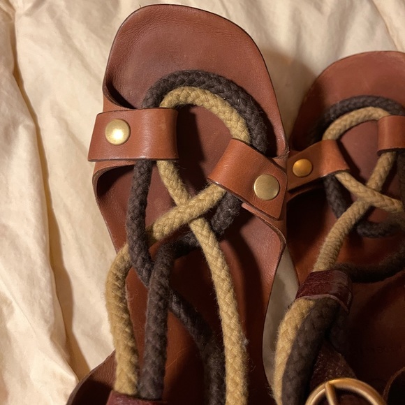 Vintage Miu Miu rope sandals with wood stacked heal. - Picture 4 of 11